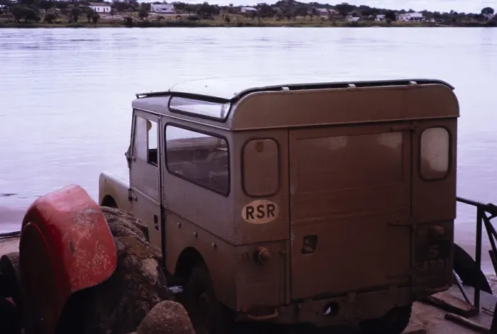 Framed Print : Series I 86 inch Hard Top Land Rover with Safari Roof, crossing the Zambezi River, Zimbabwe Rhodesia, Southern Africa, 1960s