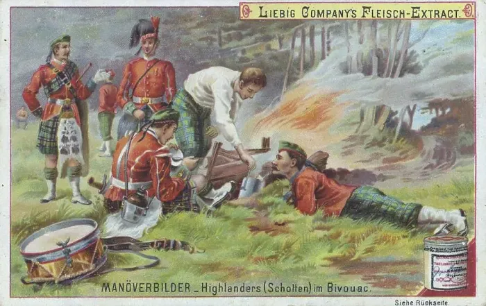 Framed Print : Series of manoeuvre pictures, Highlanders from Scotland in bivouac