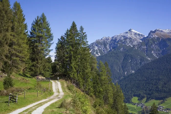 Framed Print : Serles mountain with hiking trail Framed Print : Serles mountain with hiking trail