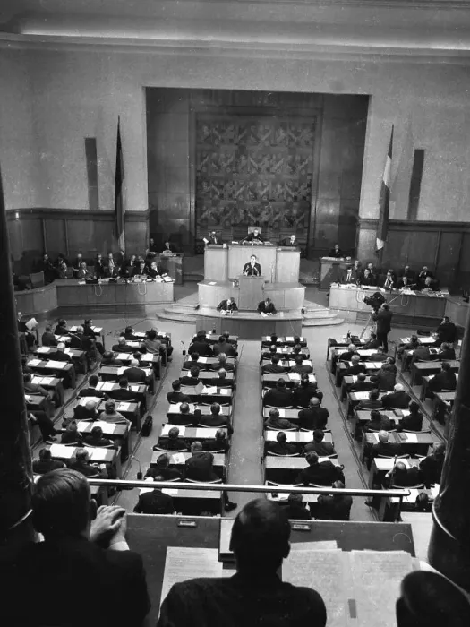 Framed Print : Session of the North Rhine-Westphalian Parliament in 1965 in Duesseldorf