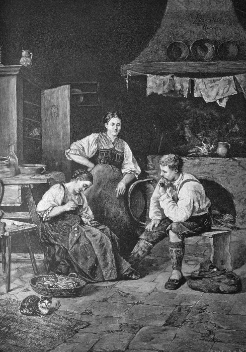 Framed Print : Sewing, historical illustration, about 1886