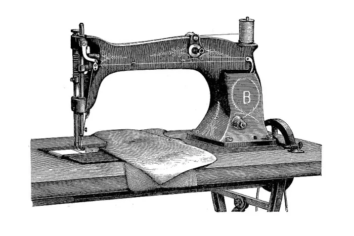 Framed Print : Sewing machine 1890: Tailor's machine with rotating shuttle by Baer & Rempels in Bielefeld