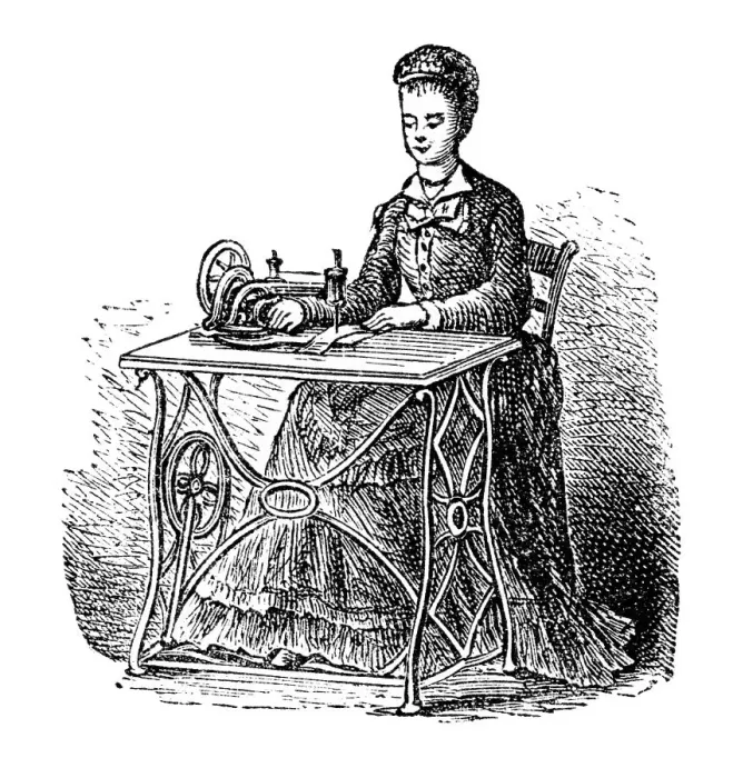 Framed Print : Sewing machine, historical illustration from: Marie Adenfeller Framed Print : Sewing machine, historical illustration from: Marie Adenfeller