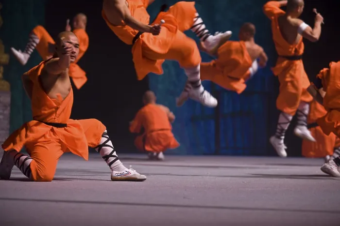 Framed Print : Shaolin monks during a show on the 22nd of March 2009 in Berlin