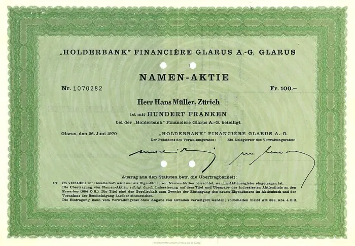 Framed Print : Share certificate, share for 100 Swiss Francs Framed Print : Share certificate, share for 100 Swiss Francs