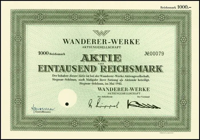 Framed Print : Share worth 1000 Reichsmark of the company hiker-Werke in Chemnitz, around 1922, Saxony, Germany, digitally enhanced reproduction from a historical original, around 1900, public domain, Europe Framed Print : Share worth 1000 Reichsmark of the company hiker-Werke in Chemnitz, around 1922, Saxony, Germany, digitally enhanced reproduction from a historical original, around 1900, public domain, Europe
