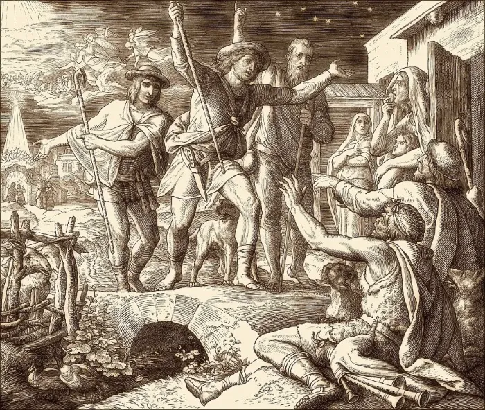 Framed Print : Shepherds spreading the good news Framed Print : Shepherds spreading the good news