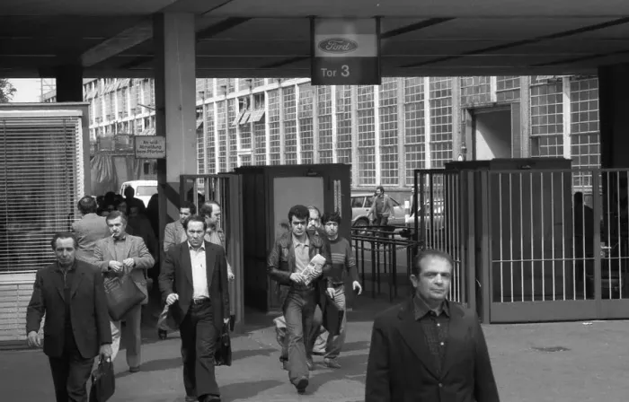 Framed Print : Shift change at Fordwerke, the proportion of Turkish migrants is striking 09