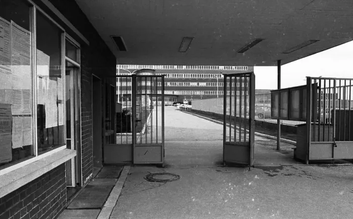 Framed Print : The shift change at the Opel factory gate in Bochum on 29