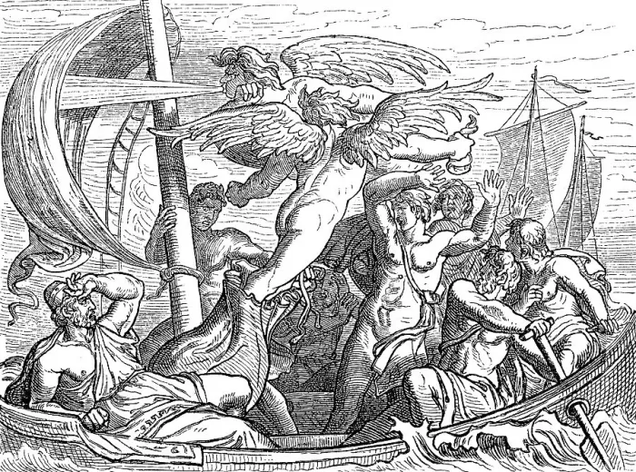 Framed Print : The ship of Odysseus in stormy sea