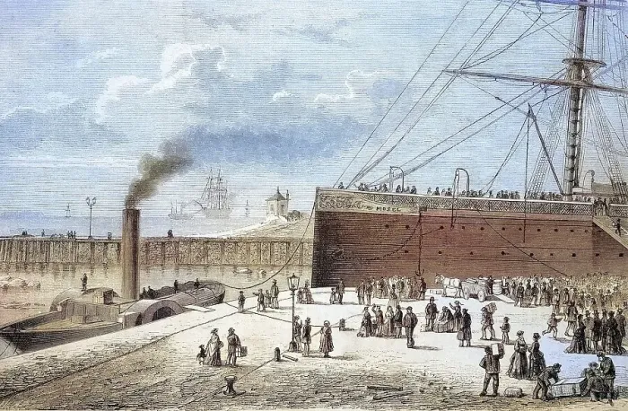 Framed Print : Ships Moselle and Simson shortly in front of the bomb attack on the emigrant ship in Bremerhaven harbour on 11 December Framed Print : Ships Moselle and Simson shortly in front of the bomb attack on the emigrant ship in Bremerhaven harbour on 11 December