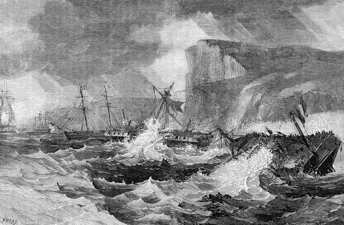 Framed Print : Shipwrecks during the Battle of Jersey on 6 January 1781