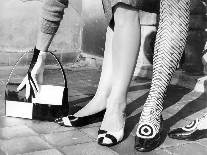 Framed Print : Shoes and the matching bag, historic picture from about 1955