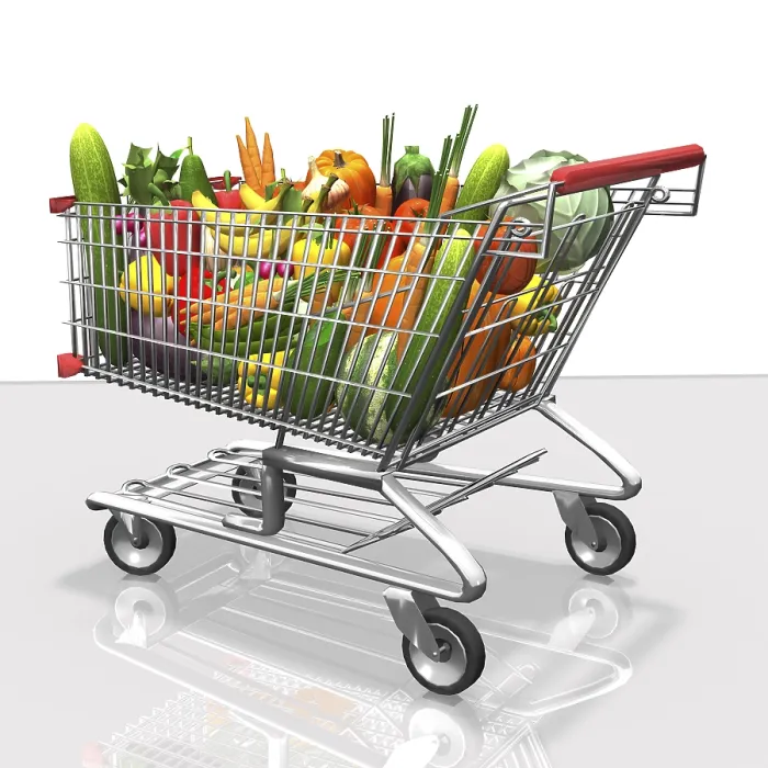 Framed Print : Shopping cart, vegetables, shopping trolley