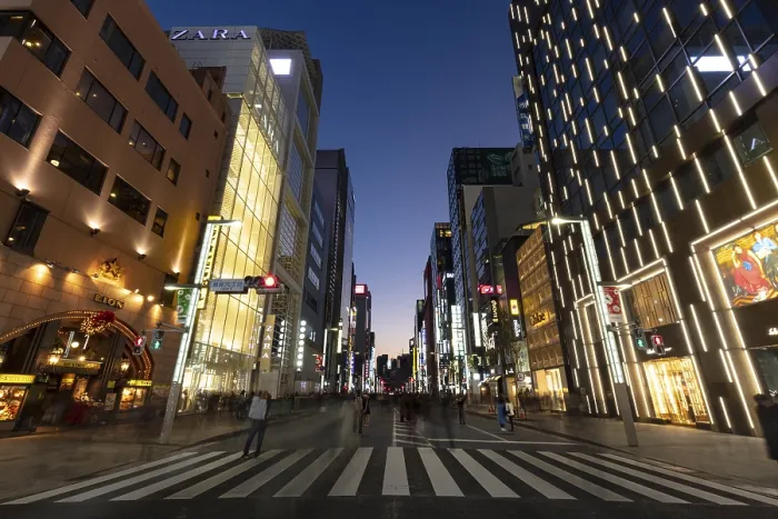 Framed Print : Shopping mile at dusk, Ginza, Tokyo, Japan, Asia