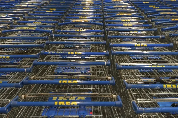 Framed Print : Shopping trolley at IKEA, Bavaria, Germany, Europe