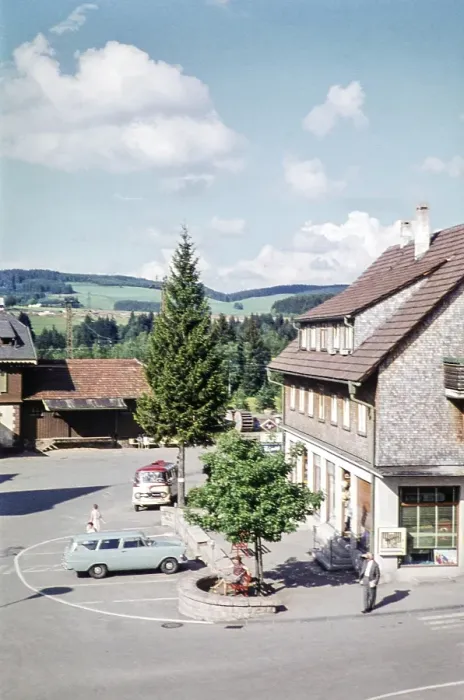 Framed Print : Shops and services in the village centre of Hinterzarten, Baden-Wuerttemberg, Germany, Europe, 1959, Europe Framed Print : Shops and services in the village centre of Hinterzarten, Baden-Wuerttemberg, Germany, Europe, 1959, Europe