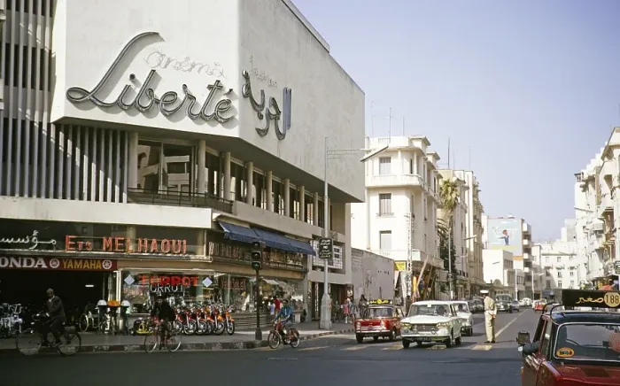 Framed Print : Shops and traffic in the central business district, Casablanca, Morocco, North Africa 1971, Africa Framed Print : Shops and traffic in the central business district, Casablanca, Morocco, North Africa 1971, Africa