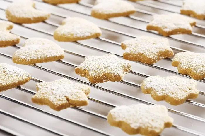 Framed Print : Shortcrust cookies on oven grid Framed Print : Shortcrust cookies on oven grid