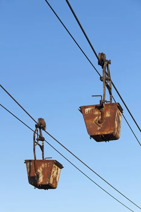 Framed Print : Shovels on the ropeway leading from the old coal mine in Longyearbyen