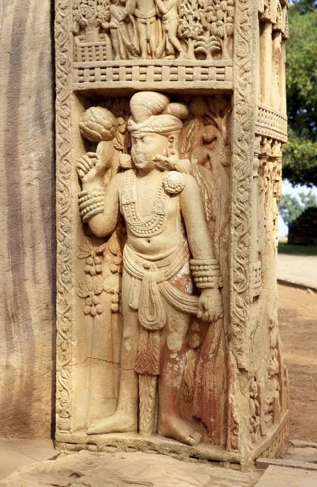Framed Print : Showing stories of Buddha on lower panel of north pillar front side of eastern gateway of stupa 1