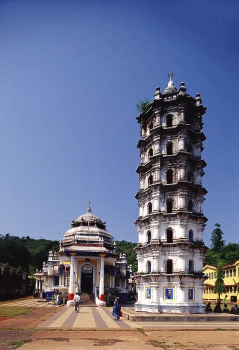 Framed Print : Shri Mangesh Mangeshi temple and lamp tower