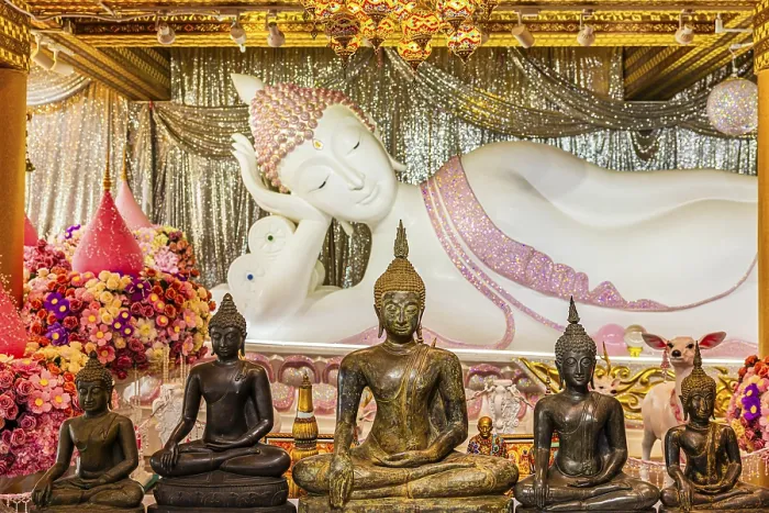 Framed Print : Shrine with reclining Buddha statue