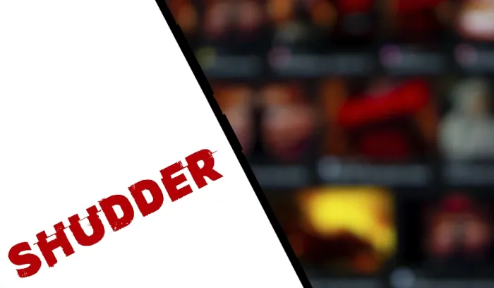 Framed Print : Shudder logo is displayed on smartphone