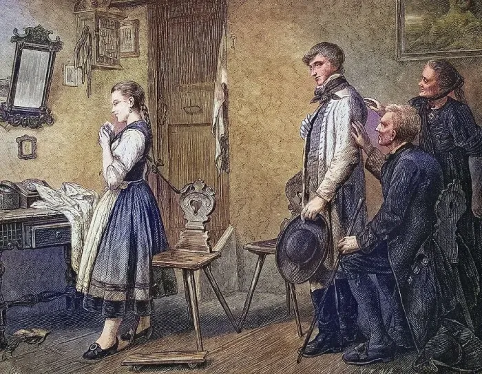 Framed Print : Shy suitor, historical engraving, circa Framed Print : Shy suitor, historical engraving, circa