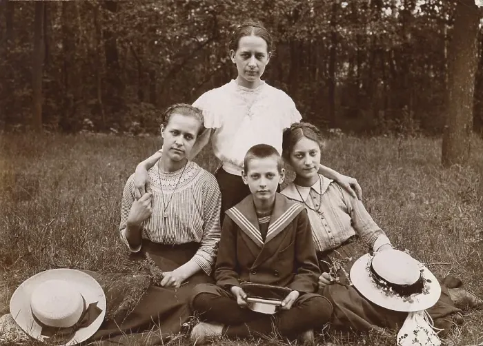 Framed Print : Siblings in a park, ca. 1916
