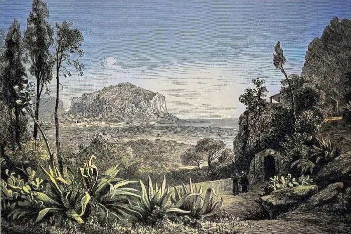 Framed Print : Sicily, Palermo with Monte Pellegrino