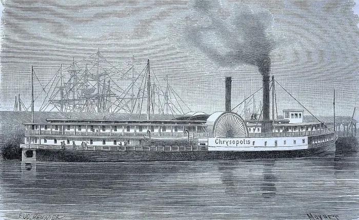 Framed Print : Side-wheel steamer that operated between Sacramento and San Francisco from 1860 to 1875
