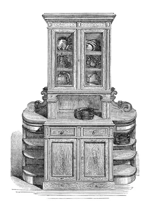Framed Print : Sideboard for a dining room, historical illustration from: Marie Adenfeller