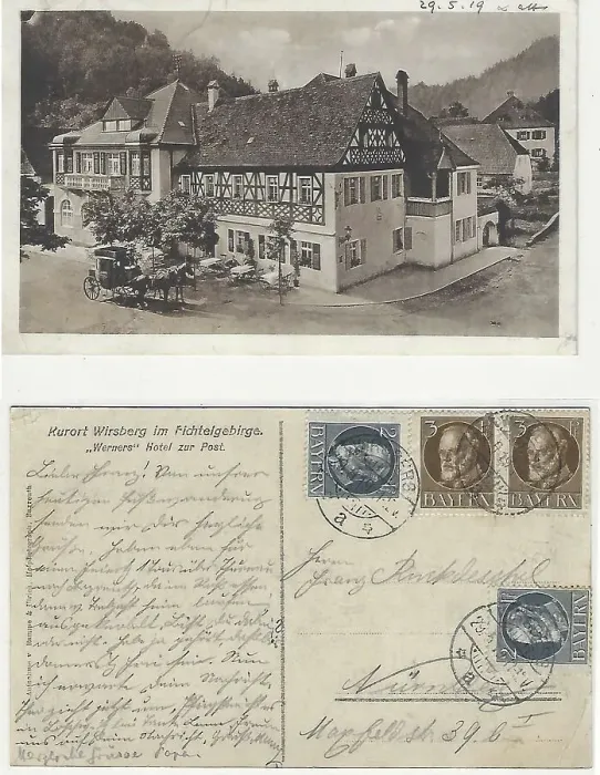 Framed Print : Both sides of a picture postcard from 1919 Framed Print : Both sides of a picture postcard from 1919