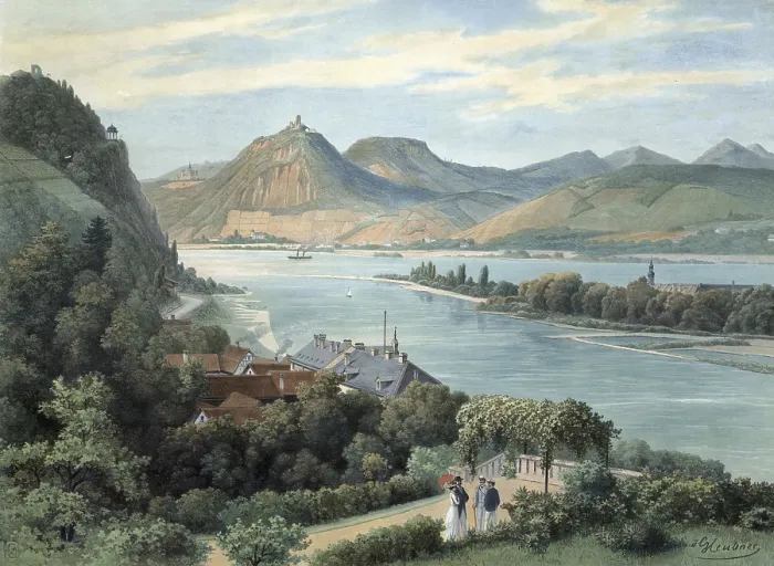 Framed Print : Siebengebirge, volcanic low mountain range on the right bank of the Rhine