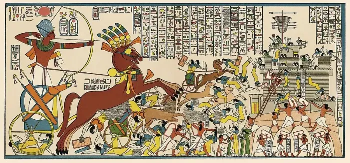 Framed Print : The siege of Dapur in 1269 BC on a mural in Ramesses II's temple in Thebes Framed Print : The siege of Dapur in 1269 BC on a mural in Ramesses II's temple in Thebes