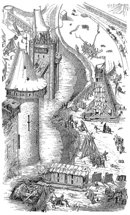 Framed Print : Siege of a fortified city in the 12th century