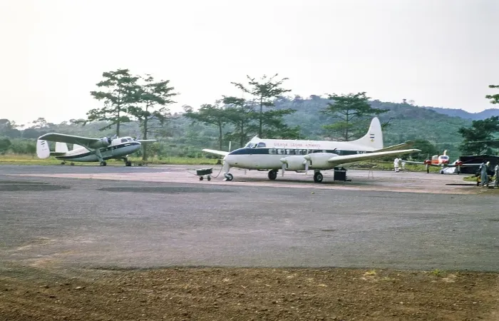 Framed Print : Sierra Leone Airways de Havilland Heron DH114 aircraft, Kotoka International Airport, Accra, Ghana, West Africa 1963 1964, Africa