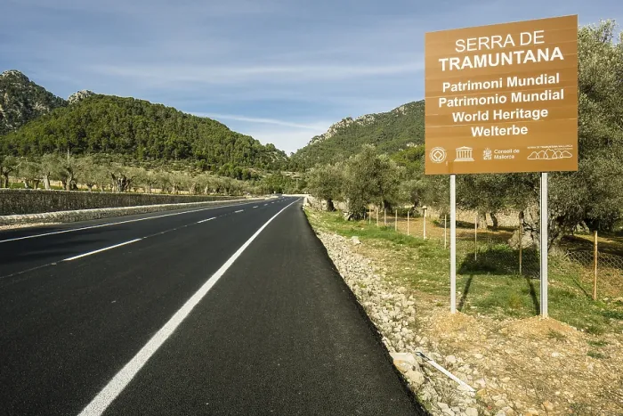 Framed Print : Sign advertising the Sierra de Tramuntana Natural Park