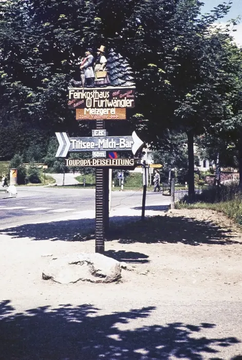 Framed Print : Sign for tourist attractions, Titisee, Baden-Wuerttemberg, Germany, Europe 1960, Europe