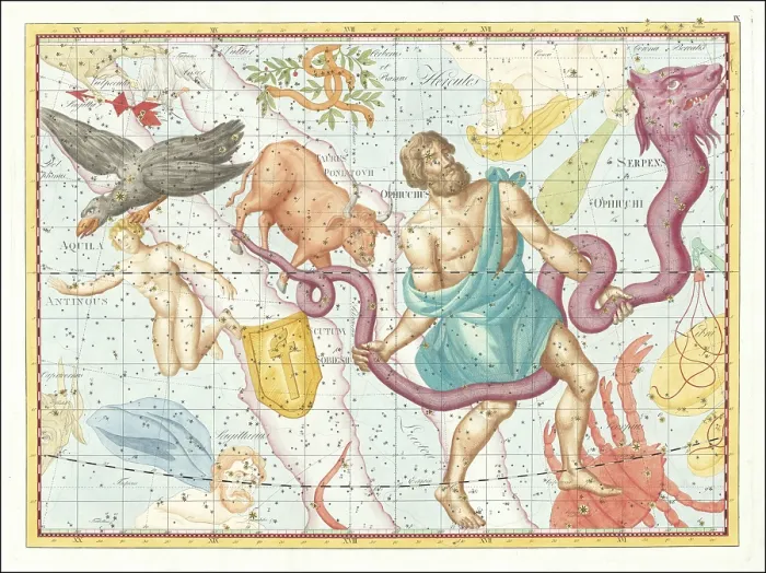 Framed Print : Sign of the Zodiac, Serpent Bearer or Ophiuchus
