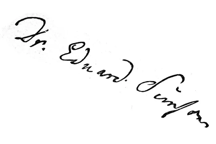 Framed Print : Signature, handwriting of President Simson