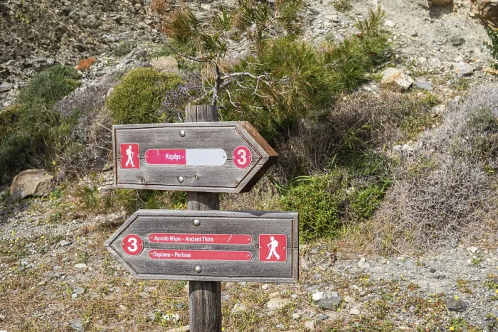 Framed Print : Signpost, signpost for hikers, near Kamari