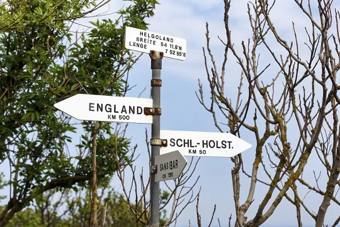 Framed Print : Signposts to England, Schleswig-Holstein