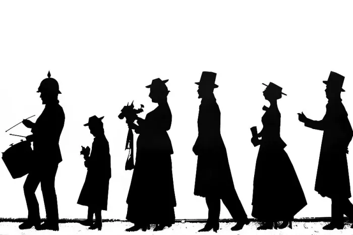 Framed Print : Silhouettes of rural figures around 1900 Framed Print : Silhouettes of rural figures around 1900