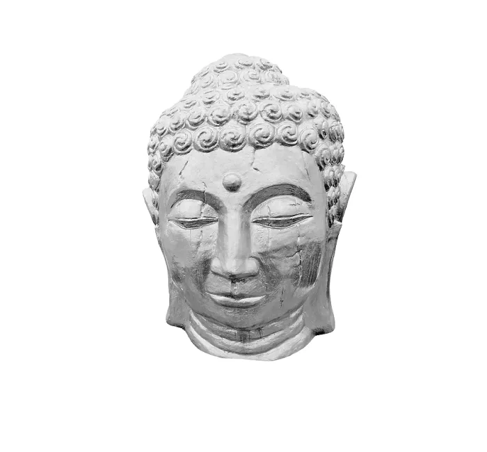Framed Print : Silver Buddha head isolated on white Framed Print : Silver Buddha head isolated on white