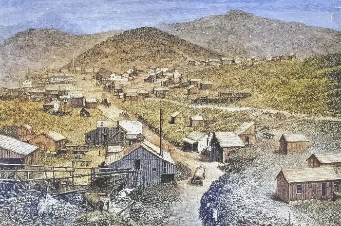 Framed Print : Silver City Nevada in the 1870s