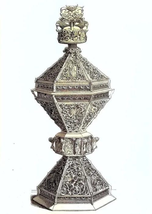 Framed Print : Silver-gilt salt container, c. 1882