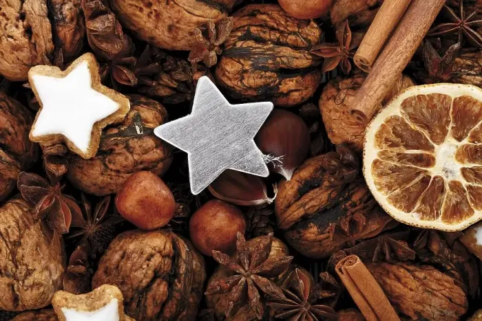 Framed Print : Silver star with Christmas decoration