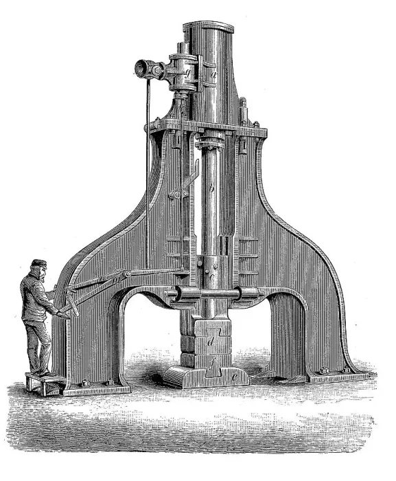 Framed Print : Single-frame steam hammer, 19th century